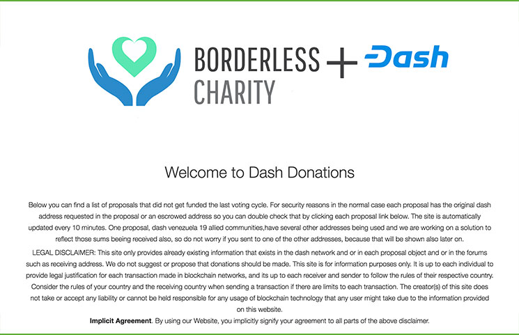 dash donates homepage